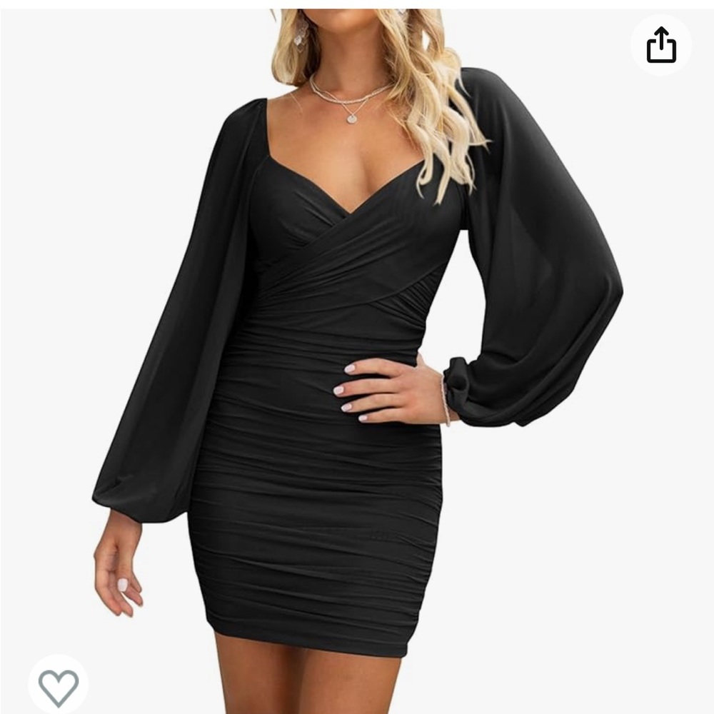 XL Long Sleeve Ruched Bodycon Dress